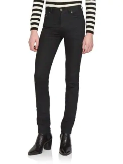 Shop Saint Laurent Skinny Stretch Cotton Jeans In Black