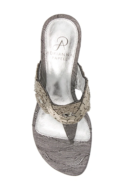 Shop Adrianna Papell Coco Beaded Wedge Sandal In Pewter Fabric