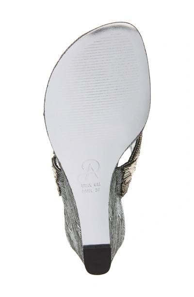 Shop Adrianna Papell Coco Beaded Wedge Sandal In Pewter Fabric