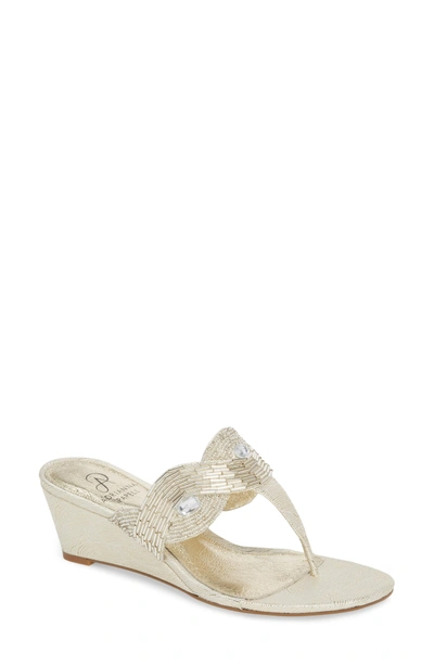 Shop Adrianna Papell Coco Beaded Wedge Sandal In Pearl Fabric