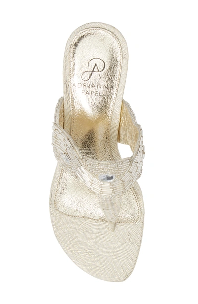 Shop Adrianna Papell Coco Beaded Wedge Sandal In Pearl Fabric