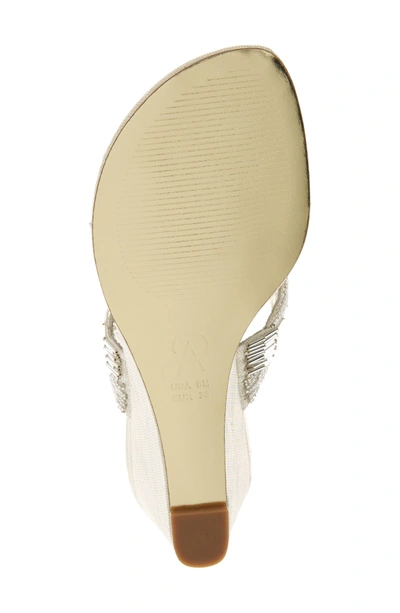 Shop Adrianna Papell Coco Beaded Wedge Sandal In Pearl Fabric