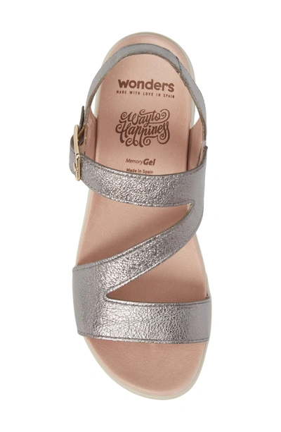 Shop Wonders Platform Wedge Sandal In Grey Leather