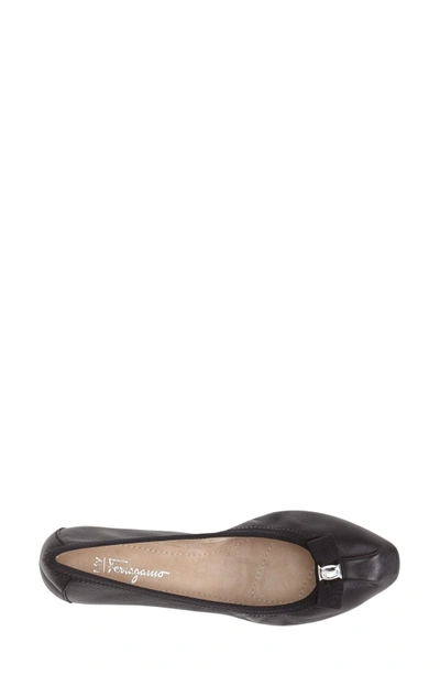 Shop Ferragamo My Joy Skimmer Flat In Nero Nappa