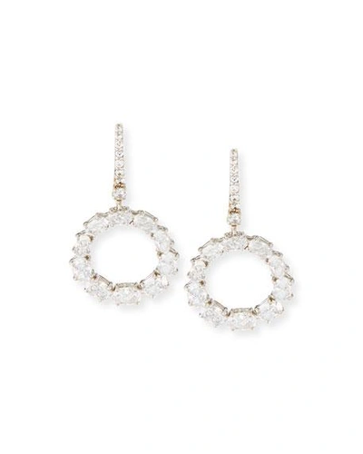 Shop Fantasia By Deserio Open Circle Cz Crystal Drop Earrings In Silver