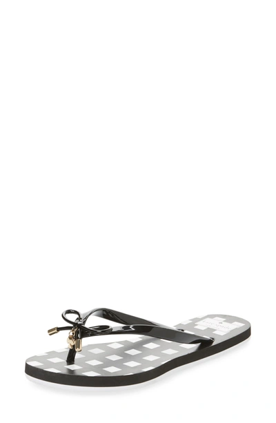 Shop Kate Spade 'nova' Flip Flop In Black Poppy