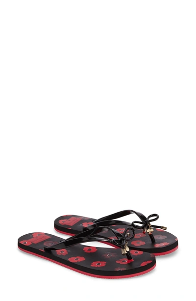 Shop Kate Spade 'nova' Flip Flop In Black Poppy