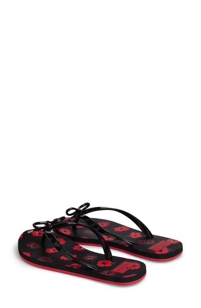 Shop Kate Spade 'nova' Flip Flop In Black Poppy