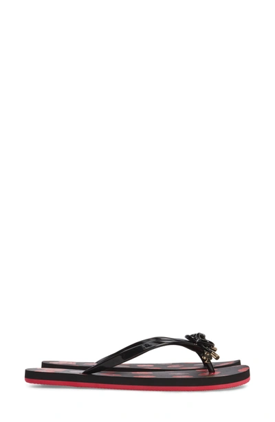 Shop Kate Spade 'nova' Flip Flop In Black Poppy