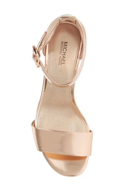 Shop Michael Michael Kors Lena Block Heel Sandal In Rose Gold