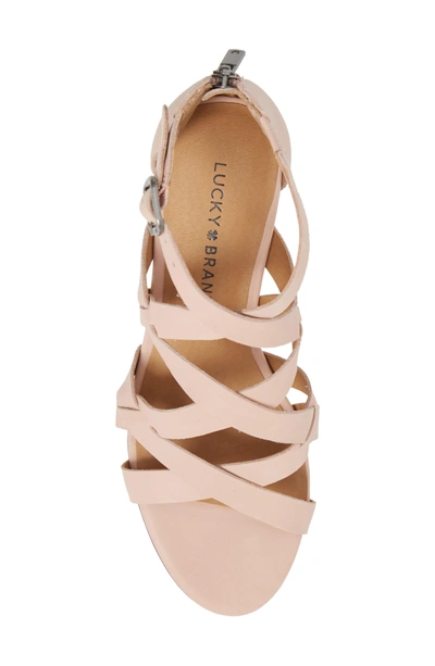 Shop Lucky Brand Jewelia Wedge Sandal In Misty Rose Leather