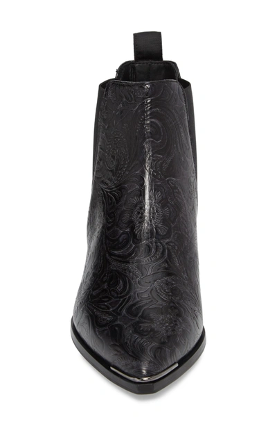 Shop Acne Studios Jensen Pointy Toe Bootie In Black Grain Leather