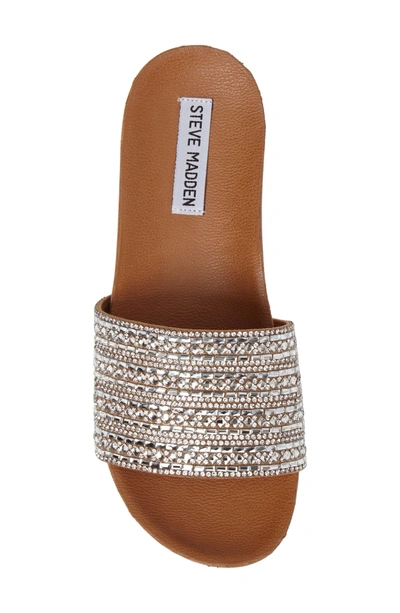 Shop Steve Madden Dazzle Embellished Slide Sandal In Rhinestone