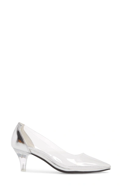 Shop Jeffrey Campbell Gracienne Transparent Pump In Clear/ Silver Leather