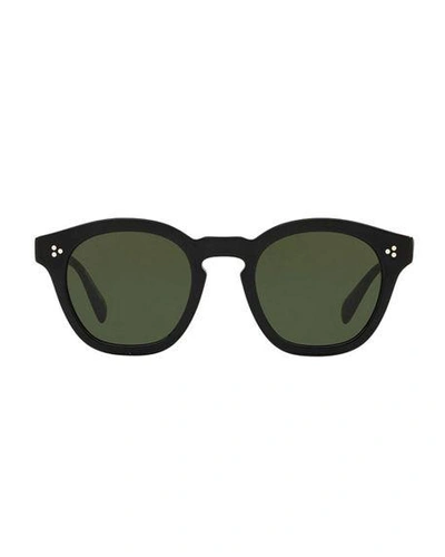 Shop Oliver Peoples Boudreau L.a. Mirrored Round Acetate Sunglasses In Black