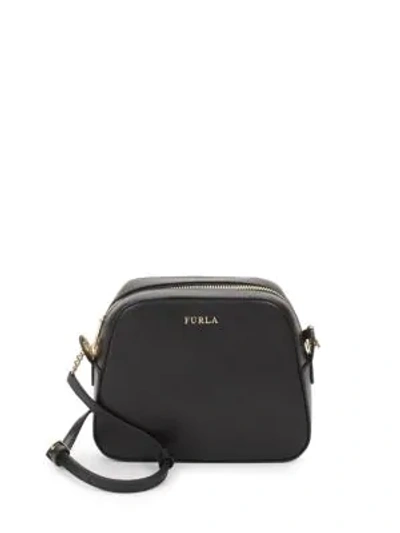 Shop Furla Giada Leather Crossbody Bag In Onyx Petal