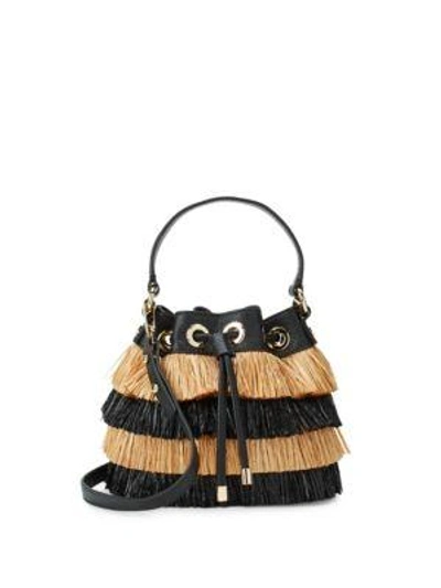 Shop Milly Fringed Bucket Bag In Black Multi