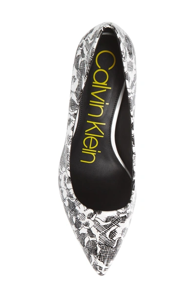 Shop Calvin Klein 'gayle' Pointy Toe Pump In Black/ White Leather