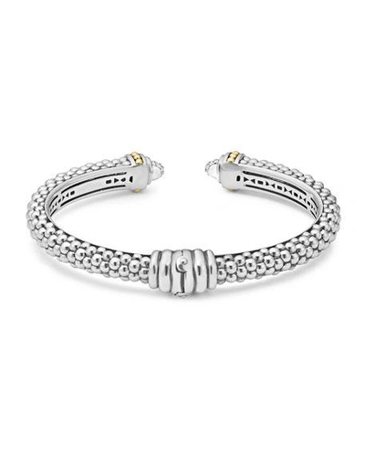 Lagos 18k Gold And Sterling Silver Caviar And Diamonds Cuff, 8mm In Diamond