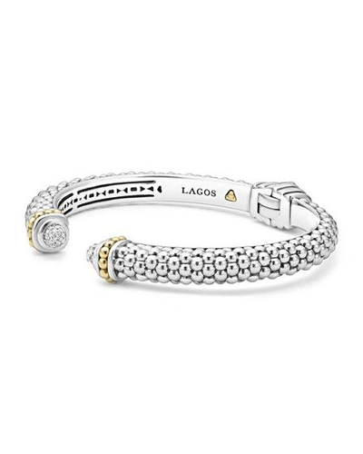 Shop Lagos Caviar Small Hinge Bracelet With Diamonds