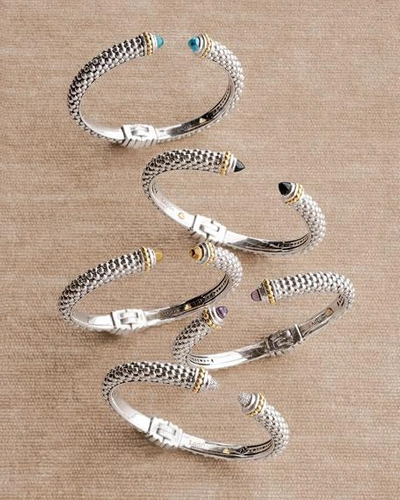 Lagos 18k Gold And Sterling Silver Caviar And Diamonds Cuff, 8mm In Diamond