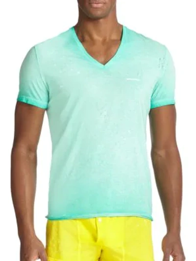 Shop Dsquared2 Ink Splatter Jersey Tee In Green