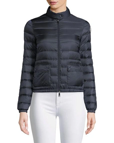 Shop Moncler Lans Collared Down Jacket In Navy
