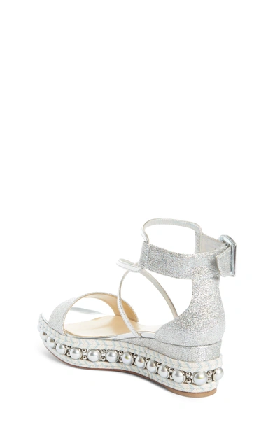 Shop Christian Louboutin Chocazeppa Studded Wedge In Silver