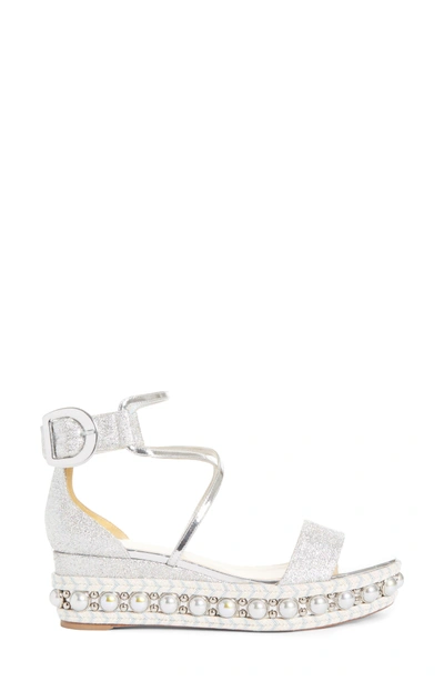 Shop Christian Louboutin Chocazeppa Studded Wedge In Silver