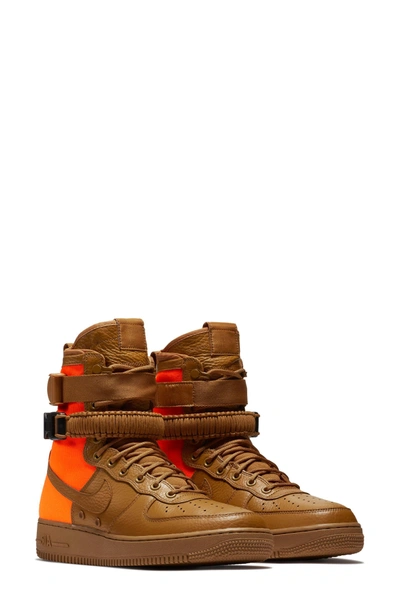 Shop Nike Sf Air Force 1 Qs High Top Sneaker In Desert Ochre/ Total Orange