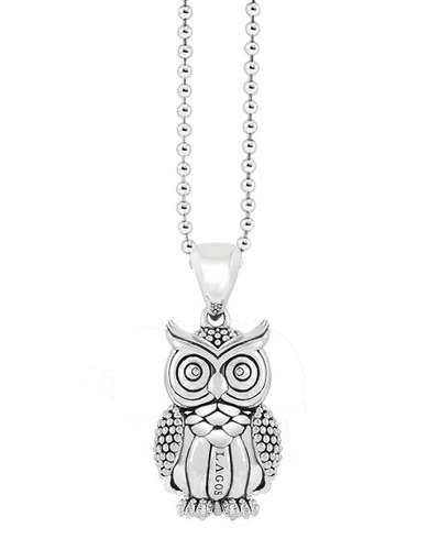 Shop Lagos Rare Wonders Owl Pendant Necklace In Silver