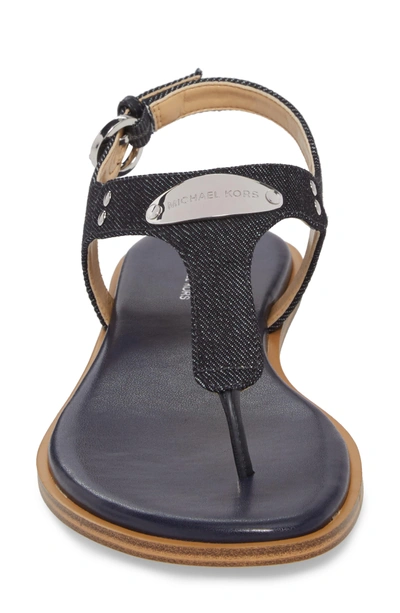 Shop Michael Michael Kors 'plate' Thong Sandal In Dark Denim