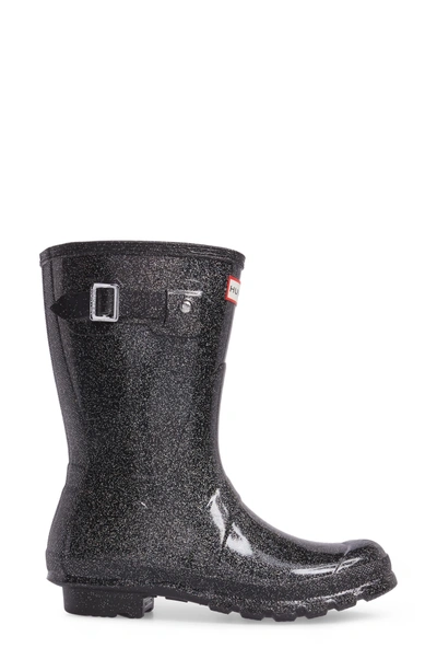 Shop Hunter 'original Short' Gloss Rain Boot In Black Glitter