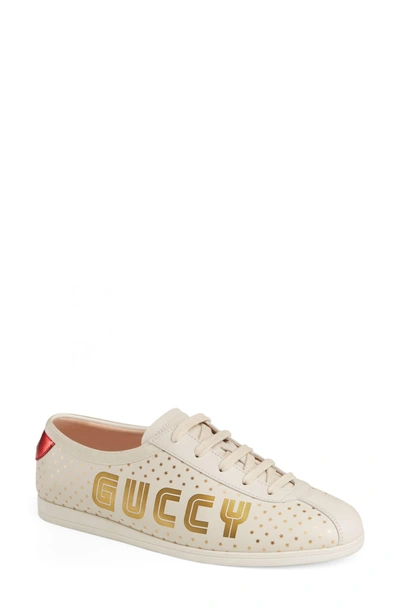 Shop Gucci Falacer Guccy Logo Sneaker In White