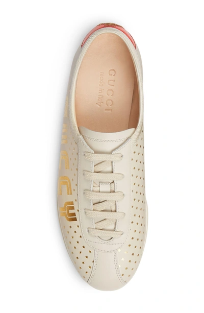 Shop Gucci Falacer Guccy Logo Sneaker In White