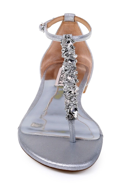 Shop Badgley Mischka Holbrook T-strap Sandal In Silver Metallic Suede