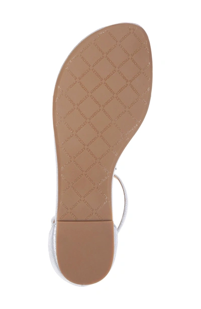 Shop Badgley Mischka Holbrook T-strap Sandal In Silver Metallic Suede