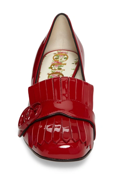 Shop Gucci Tonal Gg Marmont Pump In Red Patent
