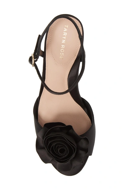 Shop Taryn Rose Jacklyn Flower Sandal In Black Shimmer Fabric