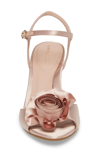 Shop Taryn Rose Jacklyn Flower Sandal In Blush Satin Fabric