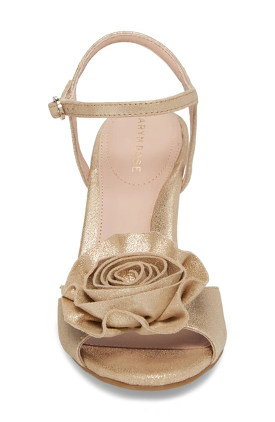 Shop Taryn Rose Jacklyn Flower Sandal In Gold Shimmer Fabric