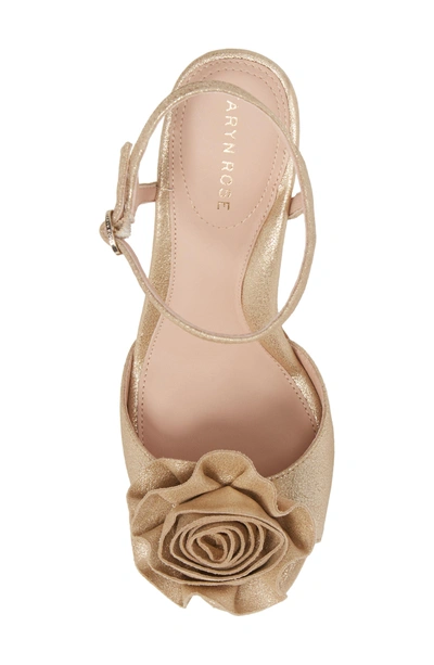 Shop Taryn Rose Jacklyn Flower Sandal In Gold Shimmer Fabric