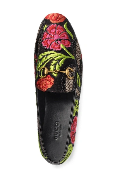 Shop Gucci 'jordaan' Metallic Loafer In Black Floral