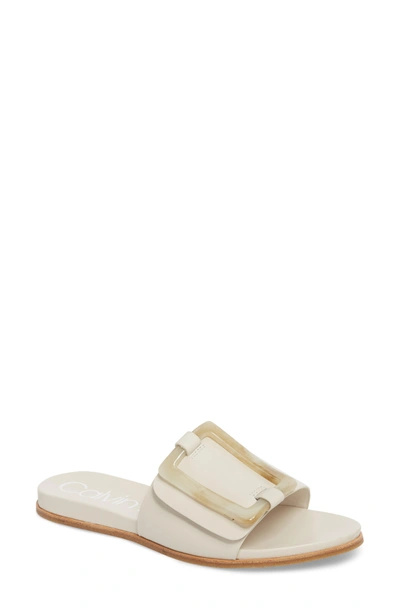 Shop Calvin Klein Patreece Slide Sandal In Soft White Leather