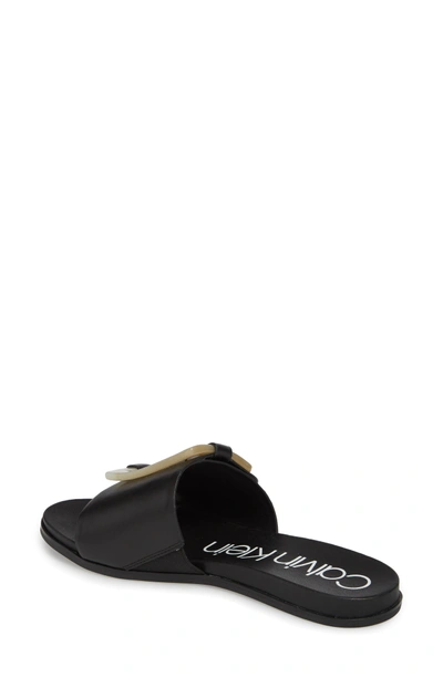 Shop Calvin Klein Patreece Slide Sandal In Black Leather