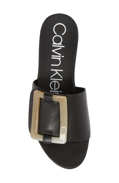 Shop Calvin Klein Patreece Slide Sandal In Black Leather