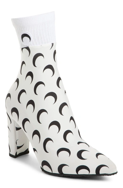 Shop Marine Serre Moon Print Sock Boot In All Over Moon/ White