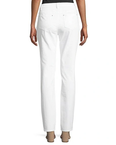 Shop Lafayette 148 Thompson Yarn-dyed Denim Slim-leg Jeans In White