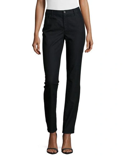 Shop Lafayette 148 Thompson Yarn-dyed Denim Slim-leg Jeans In Black