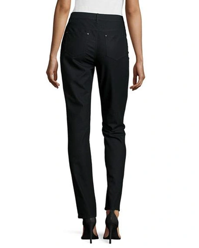 Shop Lafayette 148 Thompson Yarn-dyed Denim Slim-leg Jeans In Black